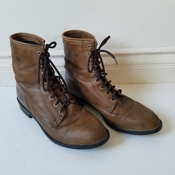 Ariat Heritage Lace Leather Distressed Western Cowgirl Rodeo Boots Size 11 - Picture 3 of 14